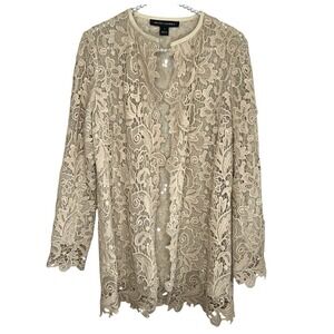 Ralph Lauren Black Label Thora Guipure Lace Coat 6 Floral Sheer Formal Wedding